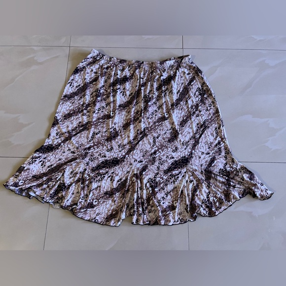 Jaclyn Smith Skirt Womens 2X Plus Brown Black Flare Lined Animal Print Side - Picture 15 of 15